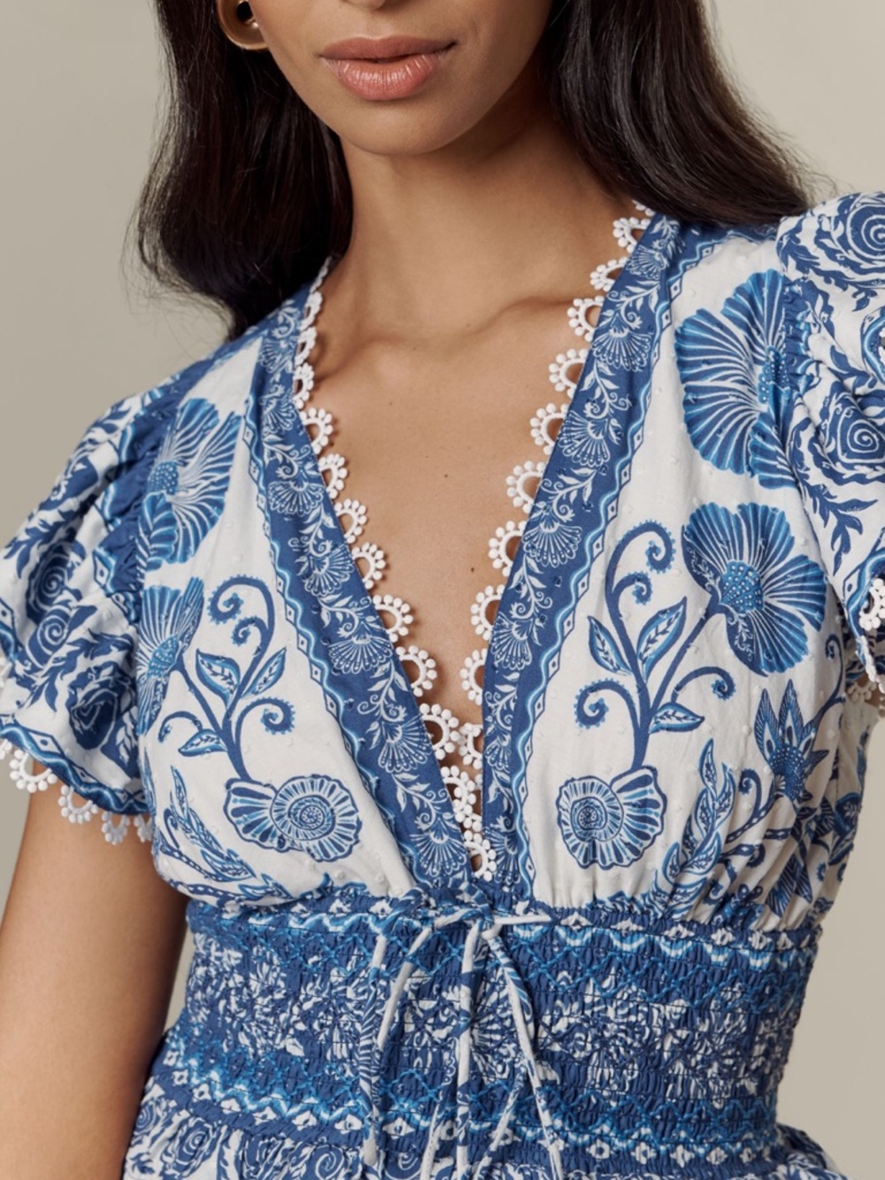 FARM Rio Shell Garden Floral Cotton V-Neck Maxi Dress - Picture 2 of 6